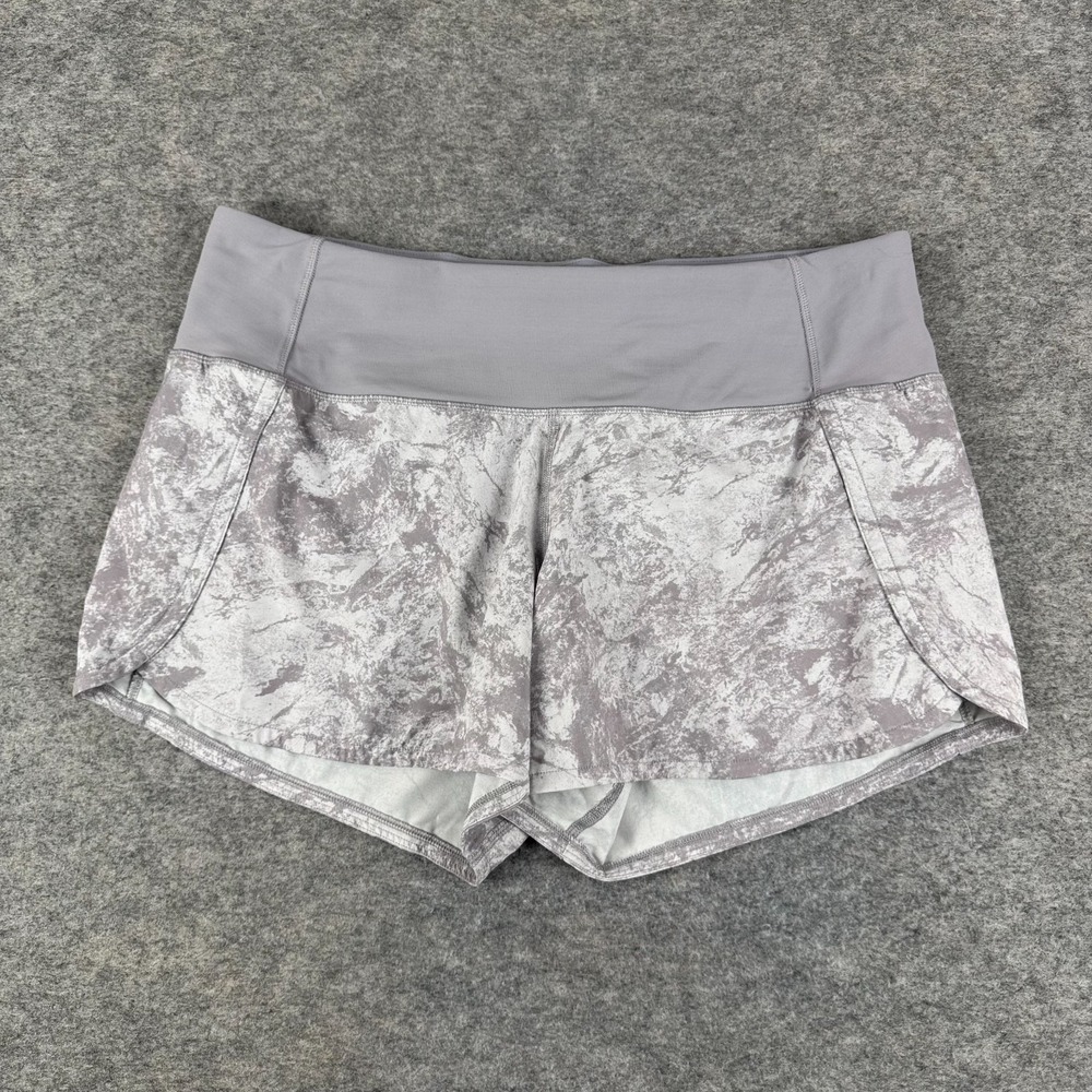 Lululemon Run Times Short II 4" Washed Marble Alpine White Silverscreen Womens 6